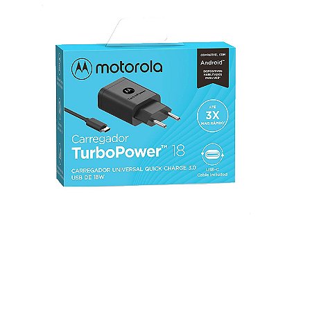 Carregador Turbo Power 18w Motorola Usb-c MOTO G8 até G100