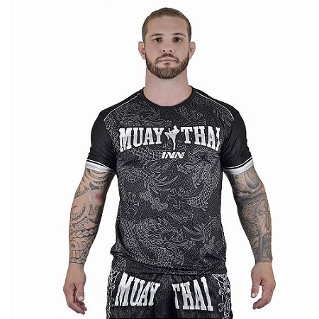 Camiseta Muay Thai Dragon Thai Cinza