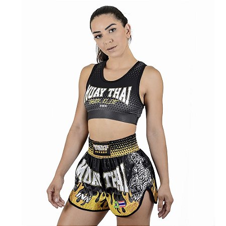 Conjunto Muay Thai Feminino Top e Short Tiger Elite - Innove Sports