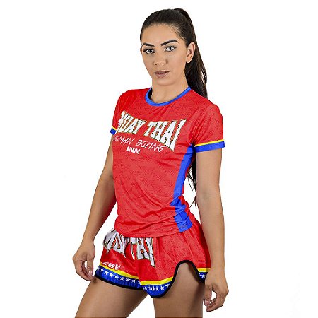 Conjunto Muay Thai Feminino Babylook e Short Woman Boxing