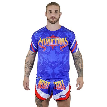 Conjunto Muay Thai Masculino Camiseta e Short Lion Fighter