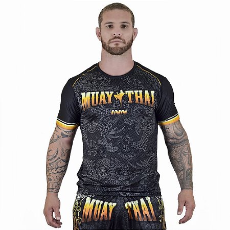 Camiseta Muay Thai Dragon Thai Dourado
