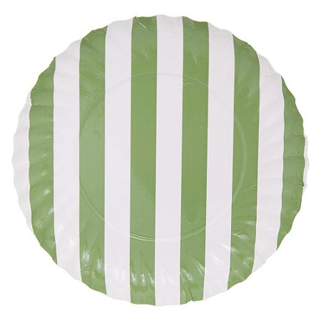 Listra Verde Oliva - Prato de Papel G 18cm (5 und)