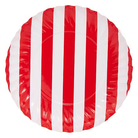 Listra Vermelho - Prato de Papel G 18cm (5 und)