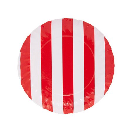Listra Vermelho - Prato de Papel P 14cm (5 und)