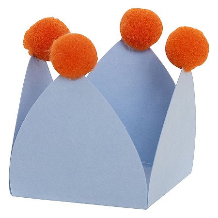 Azul Céu e Laranja - Forminha de doce Pompom (10und)