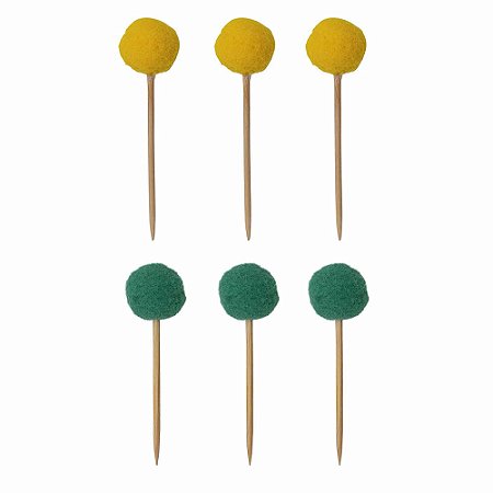 Verde e Amarelo Copa - Topper Pompom (6 und)