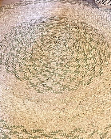 Tapete Mandala em Palha de Carnaúba Detalhes Verde Natural | Redondo 160 cm