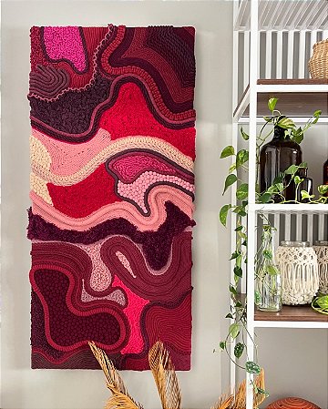 Painel de Parede em Fiber Art Cherry Vibes | 70 cm x 150 cm