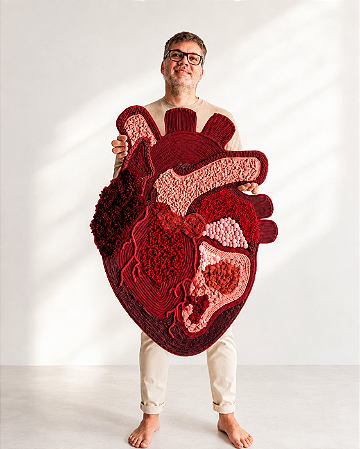 Painel de Parede Decorativo Pulse Heart | Fiber Art 65cm x 90cm