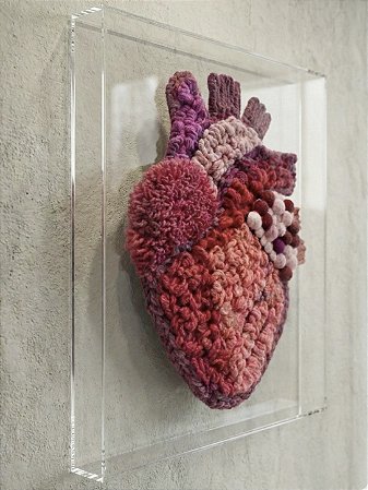 Painel Pulse Heart Fiber Art em Moldura Acrílica | 35cm x 35cm