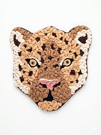 Painel de Parede Oncinha em Fiber Art | 23cm x 25cm