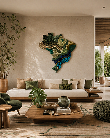 Painel de Parede Brasil Entre Raízes e Relevos | 95cm x 100cm