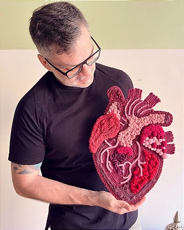 Painel de Parede Decorativo Heart Beating | Fiber Art 30cm x 40cm