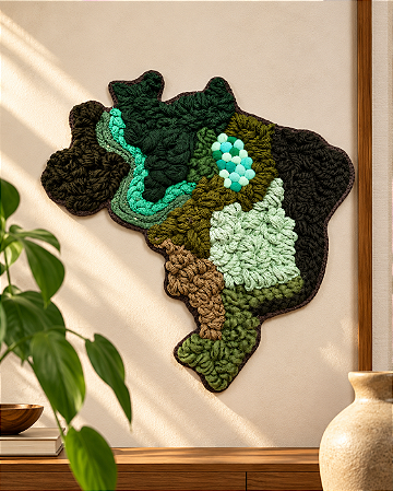 Painel de Parede Brasil Verde em Fiber Art | 25cm x 25cm