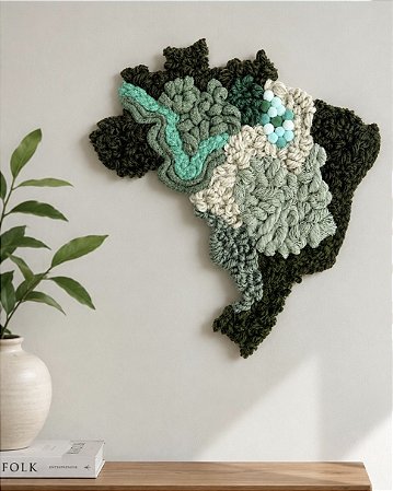 Painel de Parede Brasil Verde em Fiber Art | 25cm x 25cm