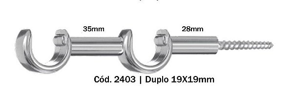 SUPORTE DUPLO PARA VARÃO DE METAL 19 X 19MM