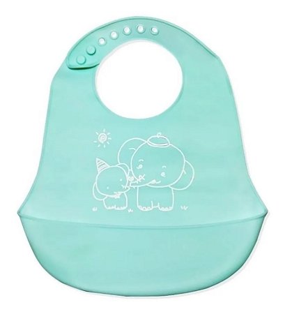 Babador Cata Migalhas em Silicone Reutilizável para Bebê - Verde Água - UnyHome