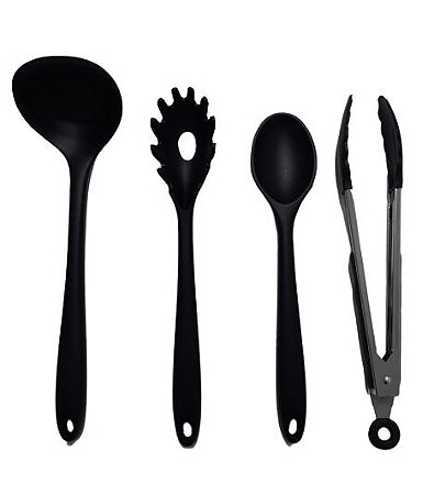 Jogo 4 Peças Silicone - Luxo - Preto Inteiriço Uny Home