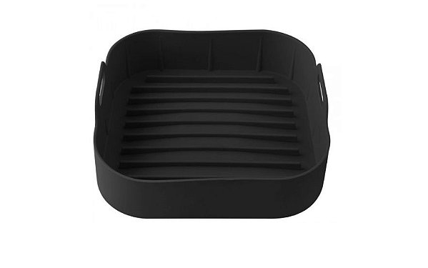 Cesto para Air Fryer 4L Quadrada 21cm em Silicone Preto UnyHome