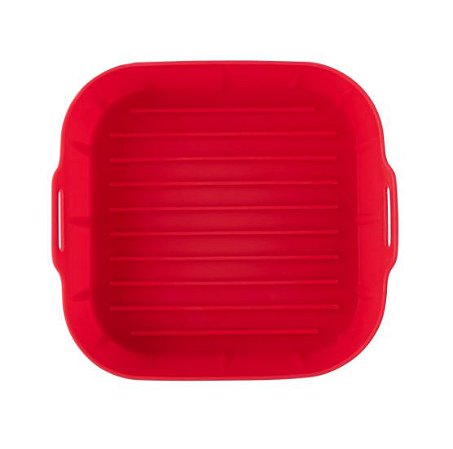 Cesto para Air Fryer 4L Quadrada Silicone Vermelho - UnyHome