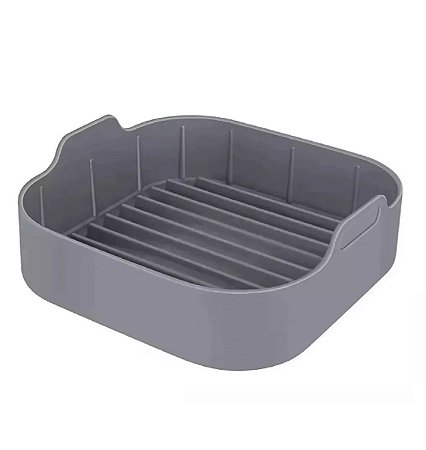 Cesto para Air Fryer 4L Quadrada Silicone Cinza UnyHome