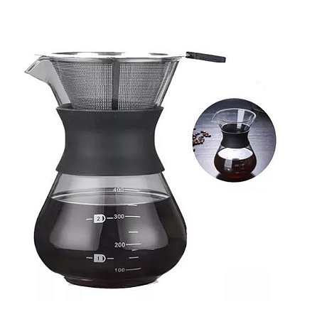 Cafeteira e Passador de Café de Vidro, Coador de 400ML UnyHome