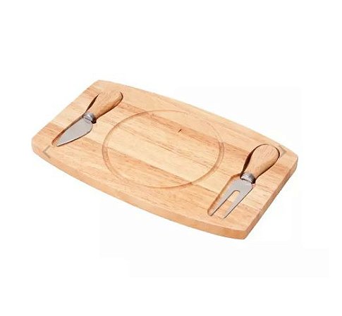 Tábua Retangular com Três Utensílios para Queijo de 17x28x1,5cm UnyHome