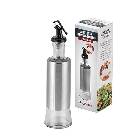 Jogo Saleiro e Suporte para Azeite ou Vinagre com Dosador 300ml UnyHome