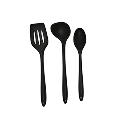 Conjunto de Utensílios de Cozinha em Silicone Preto - 3 Peças - UnyHome