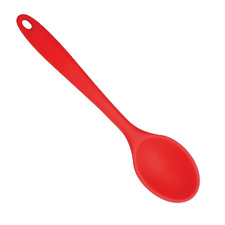 Colher em Silicone Inteiriça 27cm  em Silicone Vermelho Livre de BPA UnyHome.