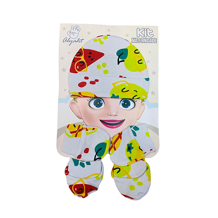 KIT 3 PEÇAS - LUVA, MEIA E TOUCA ESTAMPADOS