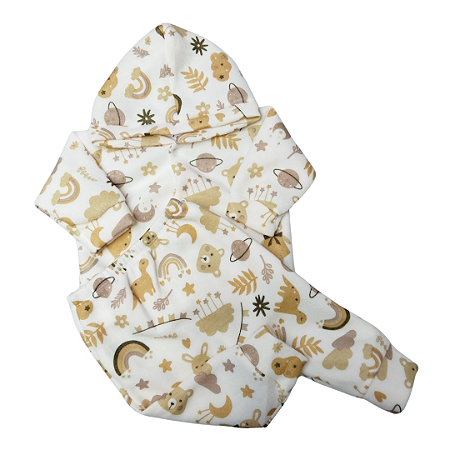 CONJUNTO DE SOFT TODO ESTAMPADO COM CAPUZ