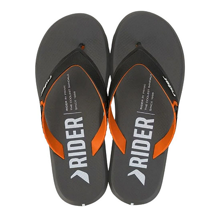 Chinelo Rider Grafite/laranja/bco