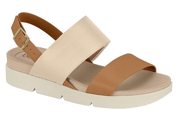 Sandália Beira Rio Creme/camel
