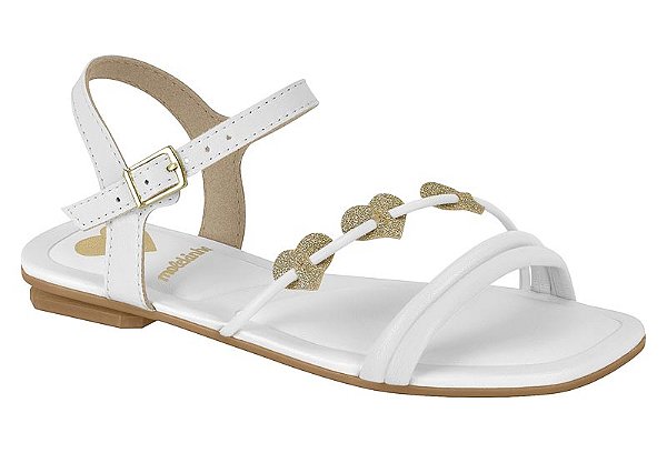 Sandália Molekinha Branco/dourado