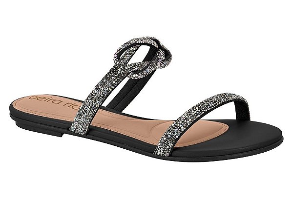 Sandália Beira Rio Preto/grafite Aurora