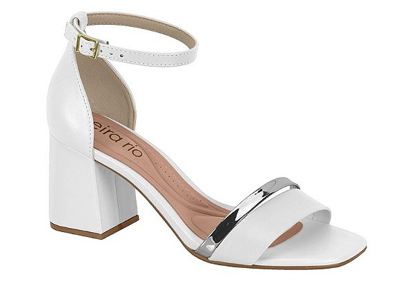 Sandália Beira Rio Branco/prata