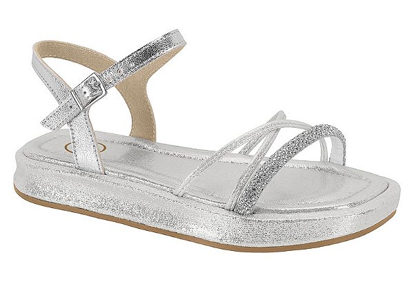 Sandália Molekinha Prata/cristal Silve