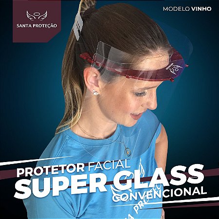 Protetor Facial SuperGlass Convencional - 100% Transparente - Cor Vinho