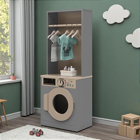 Lavadora De Brinquedo Cabideiro Quarto Infantil Cinza
