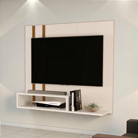 Painel De Tv Sala Moderno Nicho Supenso Off White Nature