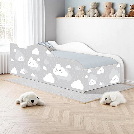 Cama Mobili Solteiro Nuvem Cinza