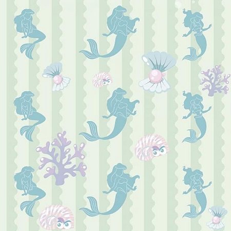 Papel De Parede Infantil Sereia Fundo Do Mar