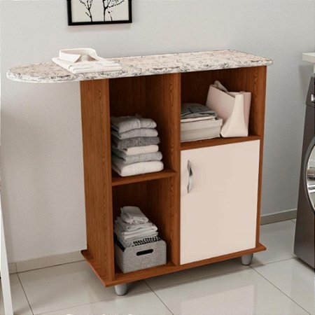 Tábua De Passar Roupa Com Nichos E Porta Freijó Baunilha