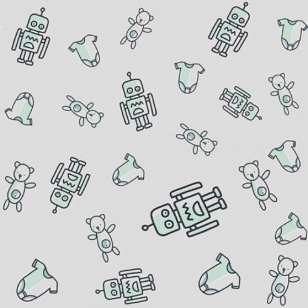 Papel De Parede Infantil Robô Ursinho Baby