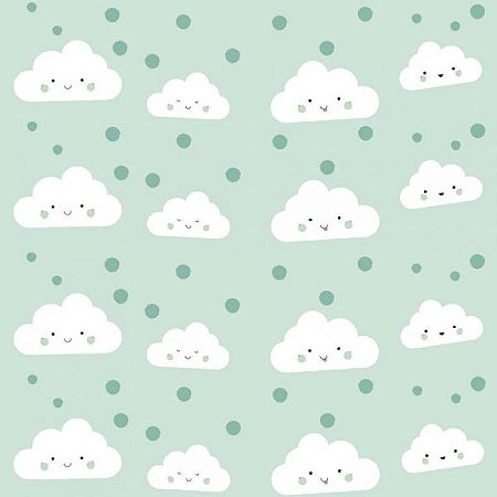 Papel De Parede Infantil Nuvem Verde