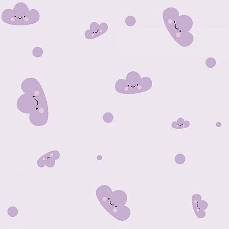 Papel De Parede Infantil Nuvem Menina Lilás