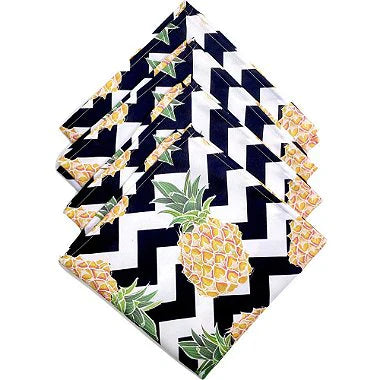 Kit 4 Guardanapo De Tecido Zigzag Abacaxi 40cmx40cm - UN / 4