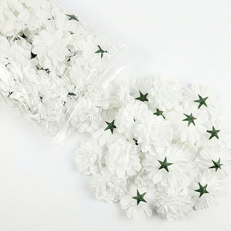 Saco 50 Botões De Flor Artificial Crisântemo Branco Para Decoração Casamento, Igrejas, Aniversários - UN / 50